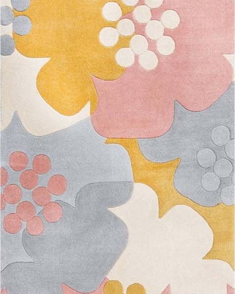 Šedo-žlutý koberec Flair Rugs Retro Floral, 120 x 170 cm