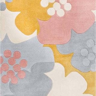 Šedo-žlutý koberec Flair Rugs Retro Floral, 120 x 170 cm