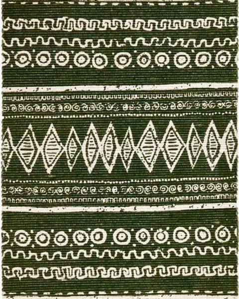 Webtappeti Zeleno-bílý bavlněný koberec Webtappeti Ethnic, 55 x 140 cm