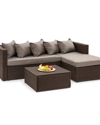 Blumfeldt Theia Lounge Set, zahradní sedací souprava, rohová souprava, stoleček, 5 polštářů, hnědá