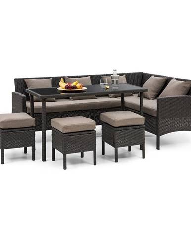 Blumfeldt Titania Dining Lounge Set, zahradní sedací souprava, rohová souprava, stůl, stoličky, černá