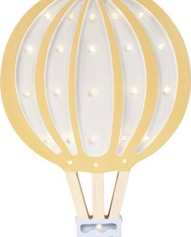 Žluto-bílá nástěnná lampa z borovicového dřeva Little Lights Hot Air Baloon, výška 38,5 cm
