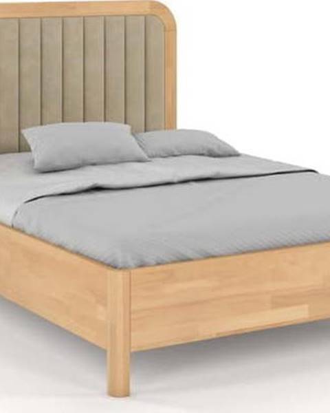 SKANDICA Tmavá přírodní dvoulůžková postel z bukového dřeva Skandica Visby Modena, 200 x 200 cm