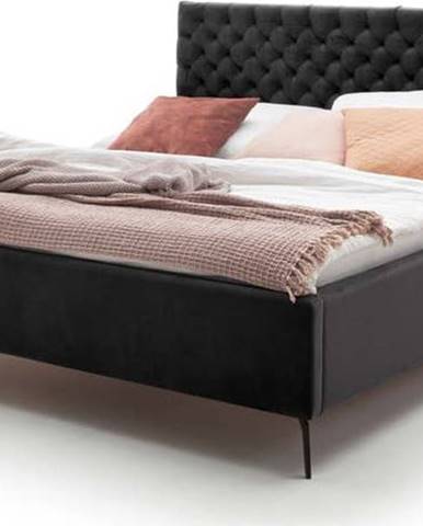 Černá čalouněná dvoulůžková postel s úložným prostorem s roštem 160x200 cm La Maison – Meise Möbel