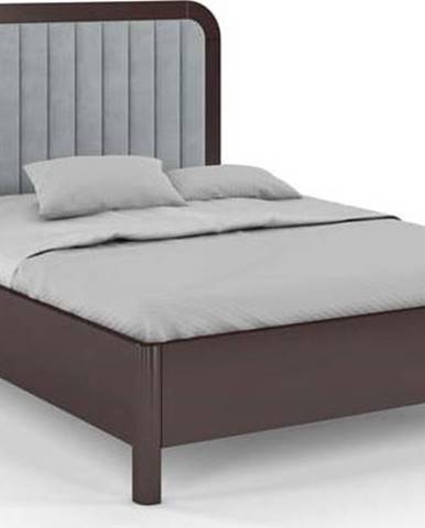 Hnědo-šedá dvoulůžková postel z bukového dřeva Skandica Visby Modena, 200 x 200 cm