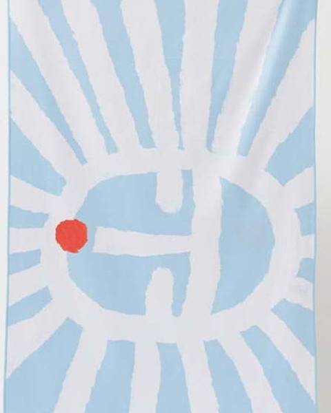 Sunnylife Modrá plážová osuška Sunnylife Sun Face, 175 x 90 cm