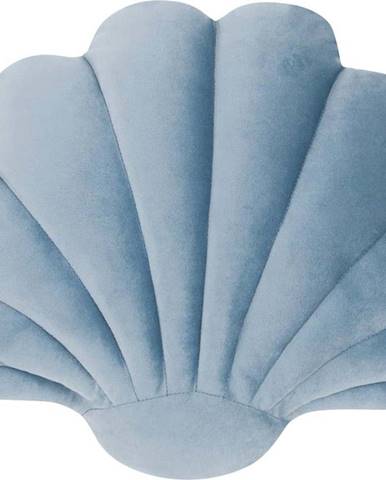 Modrý sametový dekorativní polštář Westwing Collection Shell, 28 x 30 cm