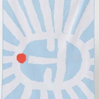 Modrá plážová osuška Sunnylife Sun Face, 175 x 90 cm