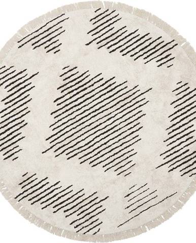 Béžovo-černý ručně tkaný bavlněný koberec Westwing Collection Fini, ø 120 cm