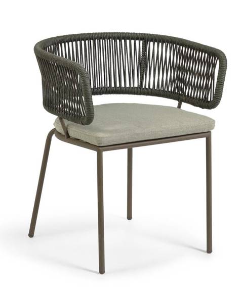Kave Home Zahradní židle s ocelovou konstrukcí a zeleným výpletem Kave Home Nadin