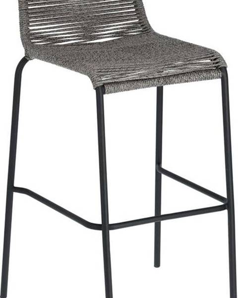 Kave Home Šedá barová židle s ocelovou konstrukcí Kave Home Glenville, výška 74 cm
