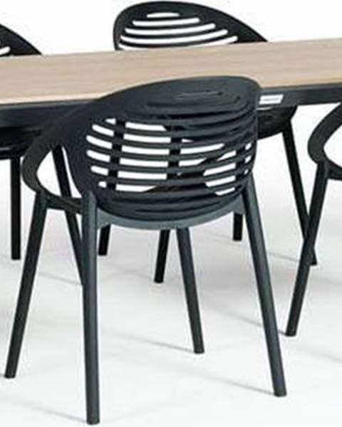 Bonami Selection Zahradní jídelní set pro 6 osob s černou židlí Joanna a stolem Thor, 210 x 90 cm