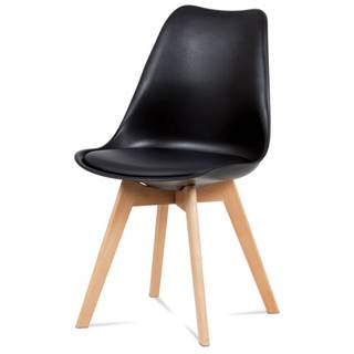 Jídelní židle Lina černá, plast + eko kůže - PŘEBALENO