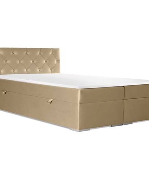 OKAY Čalouněná postel Johana 160x200, béžová, vč. matrace, topperu,ÚP