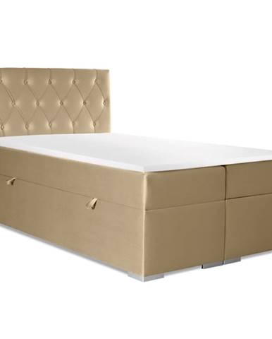 Čalouněná postel Johana 120x200, béžová, vč. matrace, topperu,ÚP