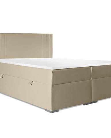 Čalouněná postel Sharon 140x200, béžová, vč. matrace, topperu,ÚP