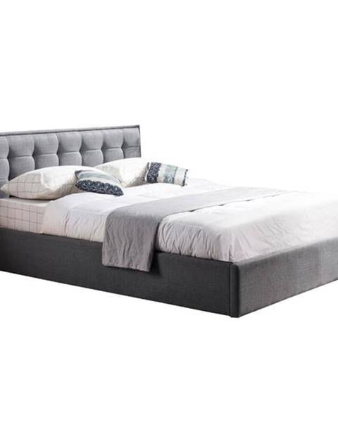 OKAY Čalouněná postel Denholm 160x200, šedá, včetně roštu a ÚP