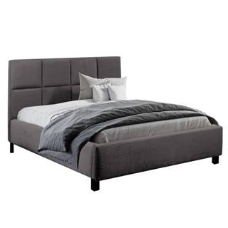 Čalouněná postel Andrea 180x200, tmavě šedá, vč. matrace a roštu