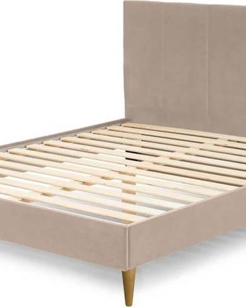 Bobochic Paris Béžová čalouněná dvoulůžková postel s roštem 160x200 cm Vivara – Bobochic Paris