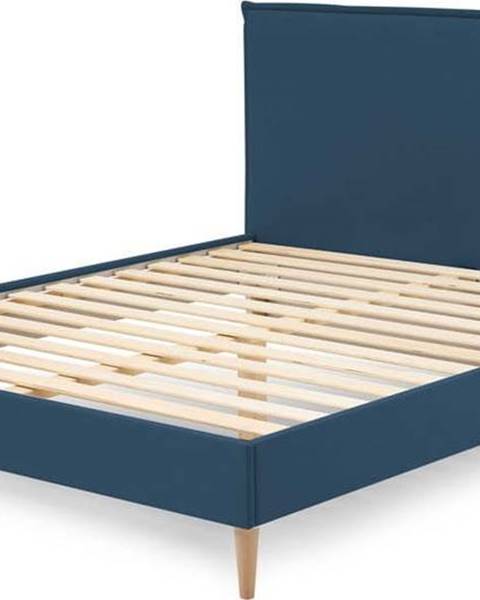 Bobochic Paris Modrá čalouněná dvoulůžková postel s roštem 180x200 cm Sary – Bobochic Paris