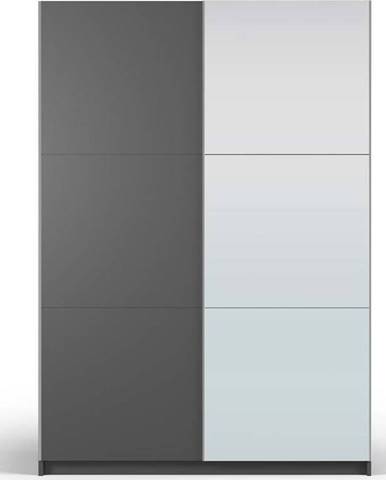Tmavě šedá šatní skříň se zrcadlem a s posuvnými dveřmi 151x215 cm Lisburn - Cosmopolitan Design