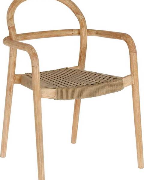 Kave Home Zahradní židle z eukalyptového dřeva s béžovým výpletem Kave Home Sheryl