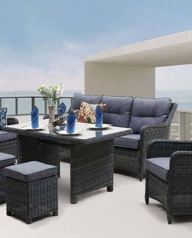 Šedý zahradní lounge set z umělého ratanu pro 7 San Diego - Rojaplast