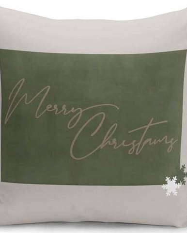 Zeleno-bílý vánoční dekorativní povlak na polštář Kate Louise Christmas Noel, 43 x 43 cm