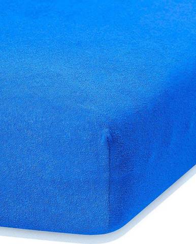 Modré elastické prostěradlo s vysokým podílem bavlny AmeliaHome Ruby, 140/160 x 200 cm