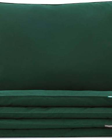 Tmavě zelené bavlněné povlečení na jednolůžko Mumla, 140 x 200 cm