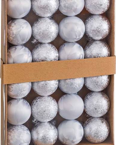 Sada 24 vánočních ozdob ve stříbrné barvě Unimasa Aguas, ø 4 cm